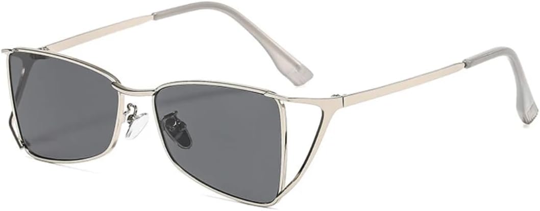 

Модные металлические квадратные солнцезащитные очки с ажурной оправой для женщин, в стиле панк, популярные мужские солнцезащитные очки для путешествий с защитой от УФ-излучения UV400 TVTBBVV, Silver Gray