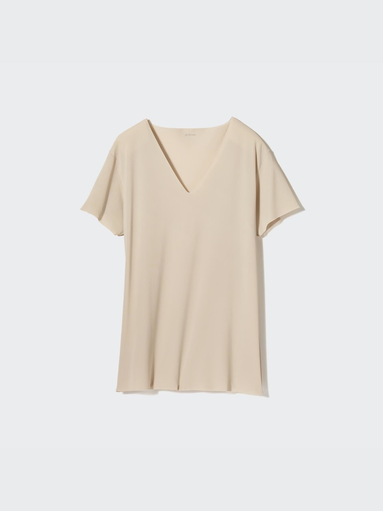 Футболка Uniqlo Airism Mesh с V-образным вырезом, белая — фото 3