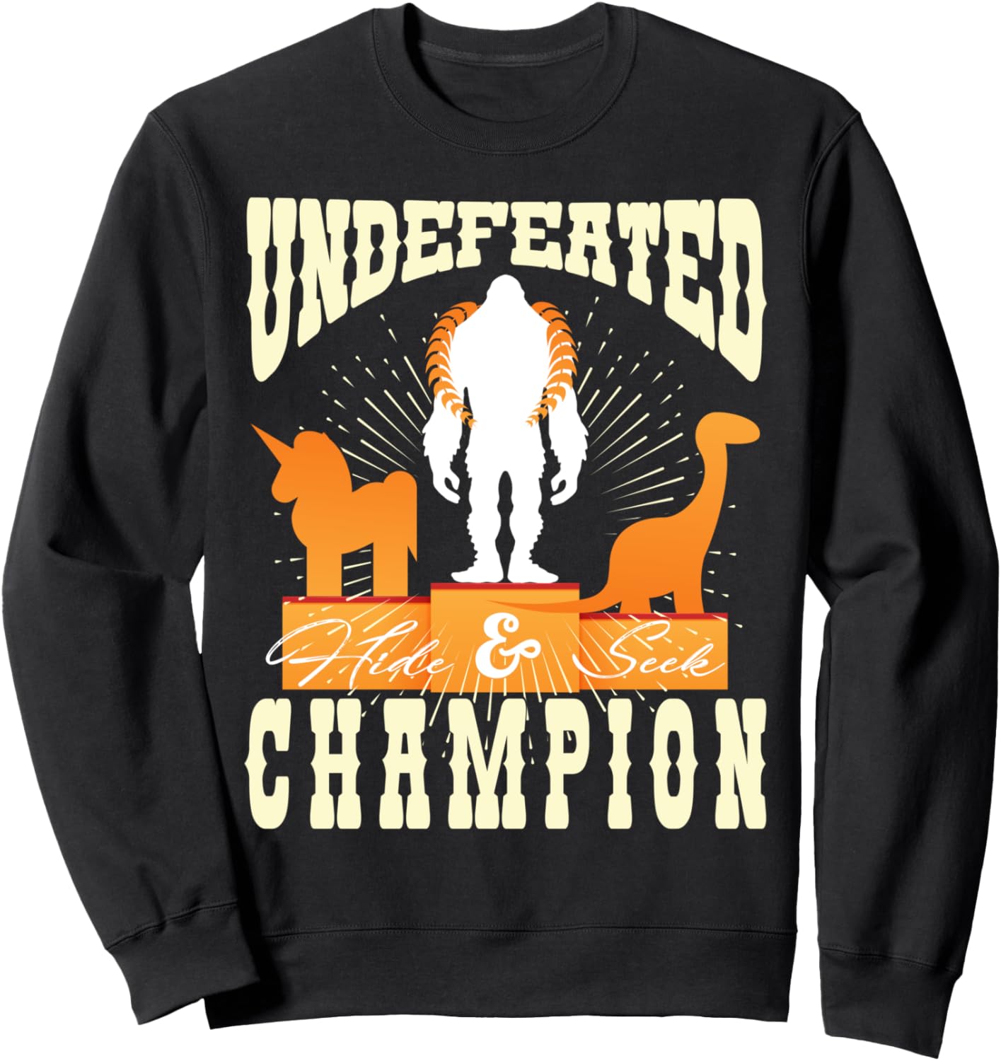 

Непобедимый чемпион Бигфут Единорог Динозавр Подарочная толстовка Uab Kidkis, черный