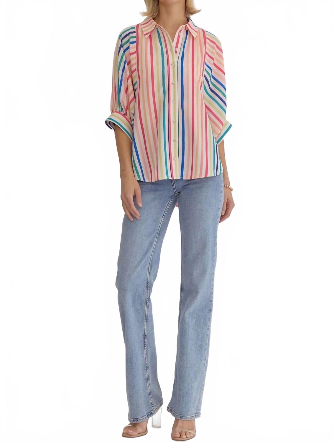 

Топ на пуговицах в полоску красного цвета Entro