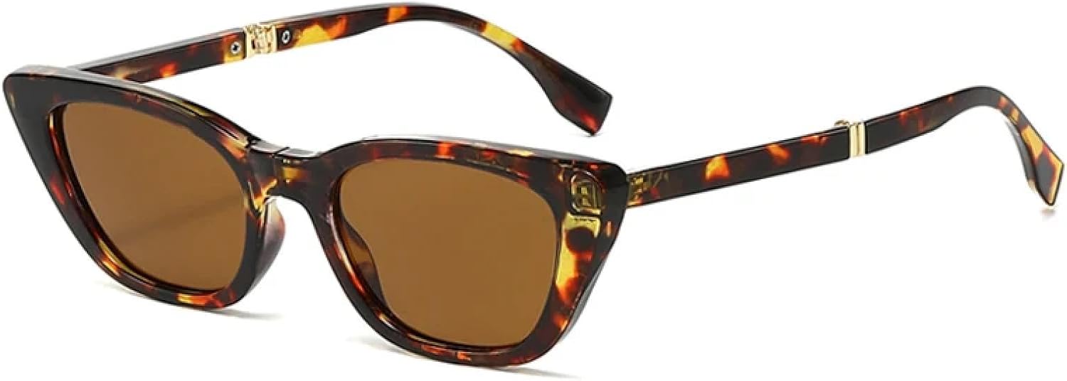 

Женские складные солнцезащитные очки «кошачий глаз», модные, для активного отдыха, с зеркальными линзами, защита от УФ-излучения UV400, портативные, мужские TVTBBVV, Leopard Tea