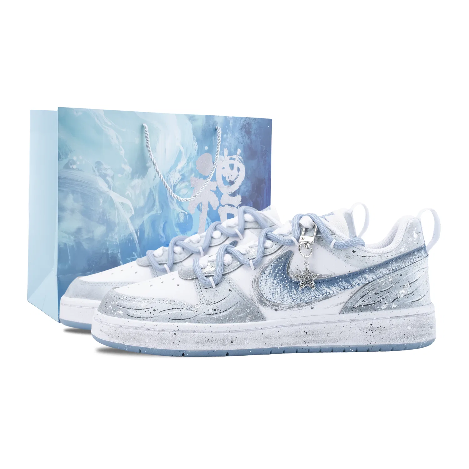Детские кроссовки для скейтбординга Nike Court Borough Ice Sea Star Серо-голубые