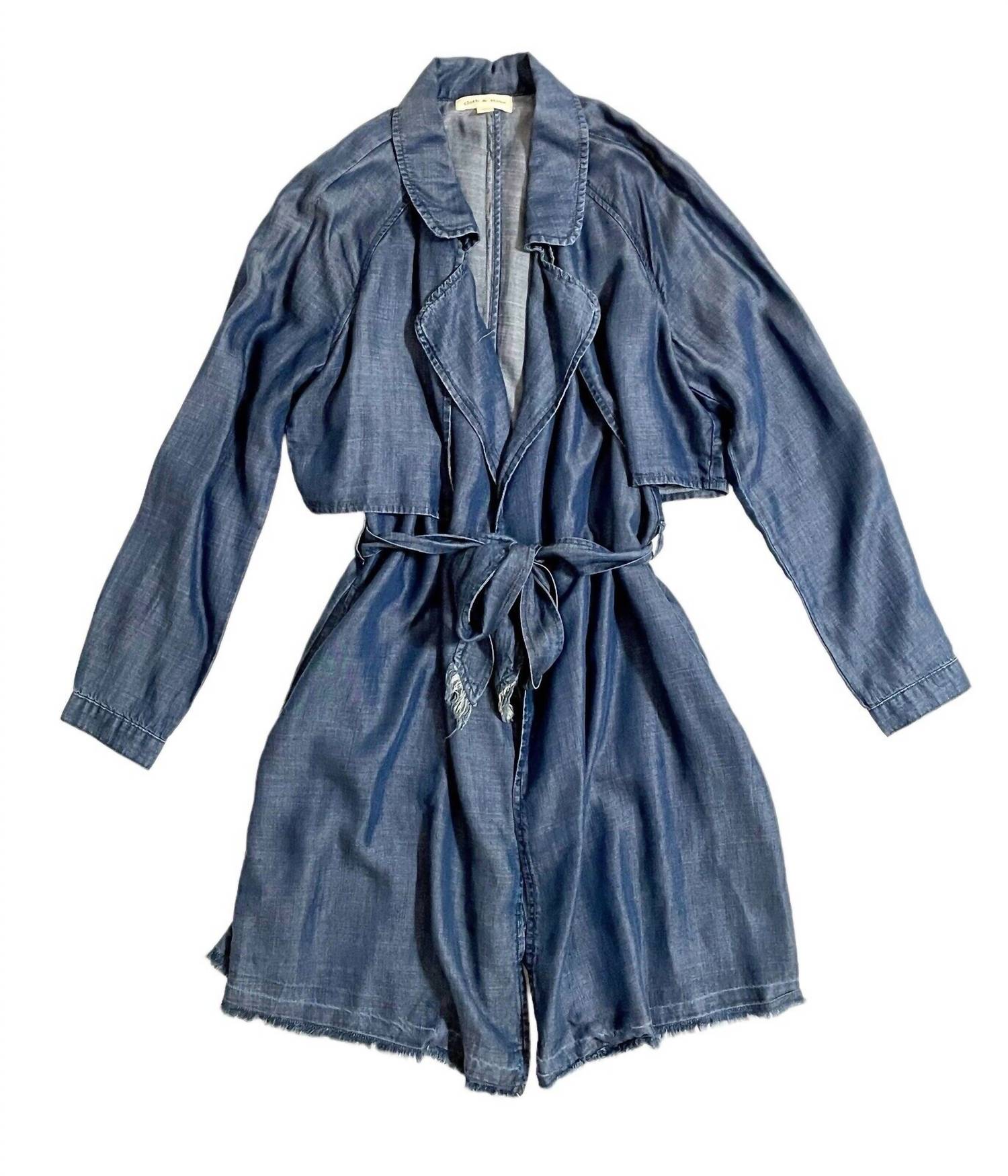 

Женский джинсовый тренчкот Tencel с поясом синего цвета Cloth & Stone