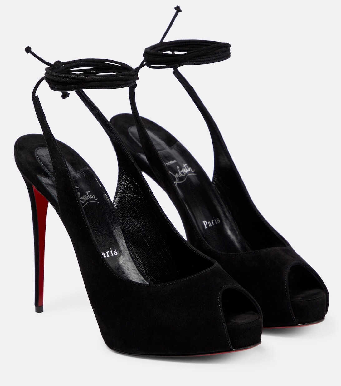 Замшевые туфли Lace Up NVP с открытым носком Christian Louboutin, черный