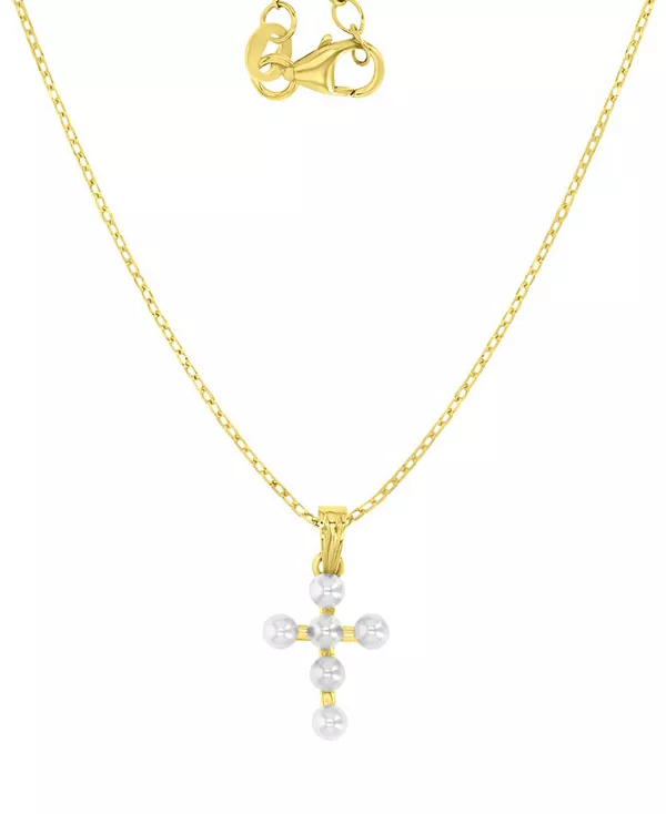 

Детское ожерелье с подвеской-крестиком из искусственного жемчуга, 13 дюймов + удлинитель 2 дюйма Macy'S, gold