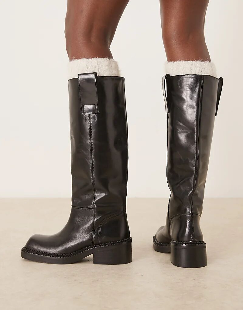 Сапоги Camelia из высококачественной кожи ASOS DESIGN черного цвета. — фото 3