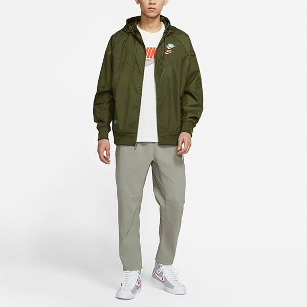 Куртка Nike Embroidered Logo Sports Woven Hooded Jacket Olive Green, мультиколор — фото 3
