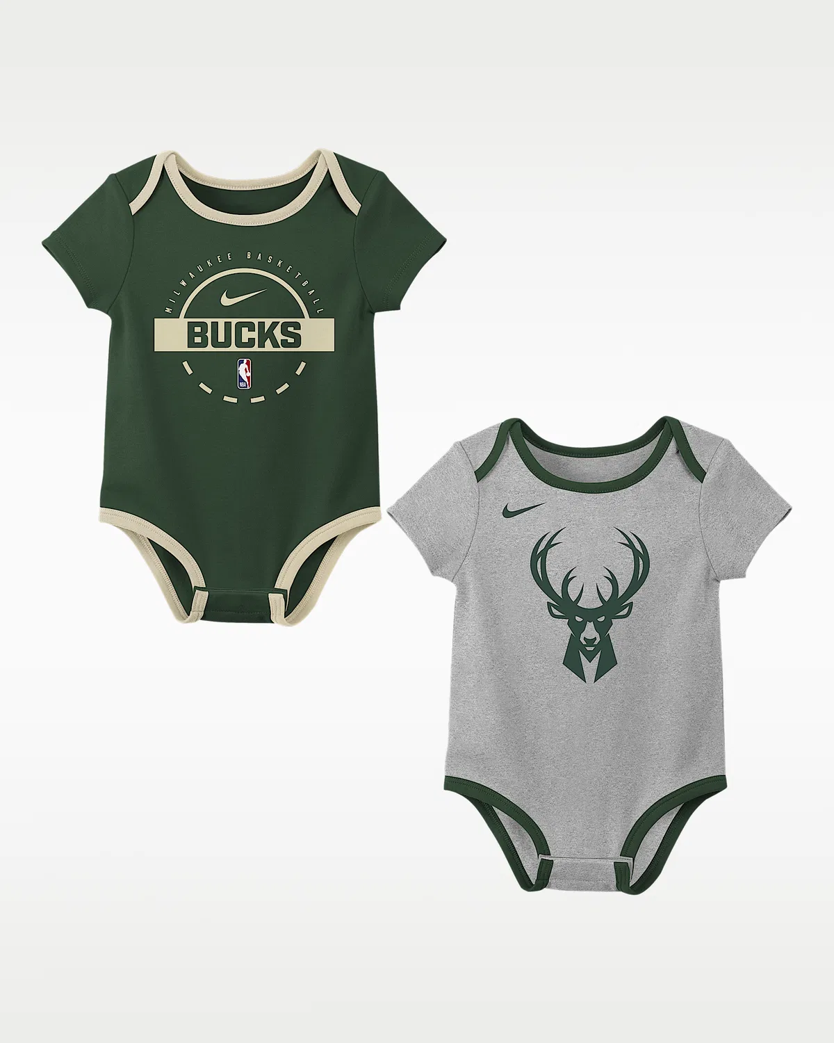 Детский набор боди Nike NBA Milwaukee Bucks (2 шт.), Green/Grey/Gold/Gold — фото 3