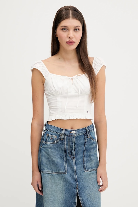 

Хлопковая блузка Tommy Jeans, белый