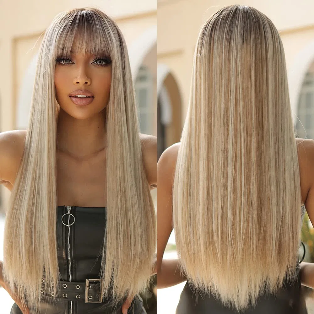 Длинный прямой светлый парик с челкой от Allbell Allbell, Blond