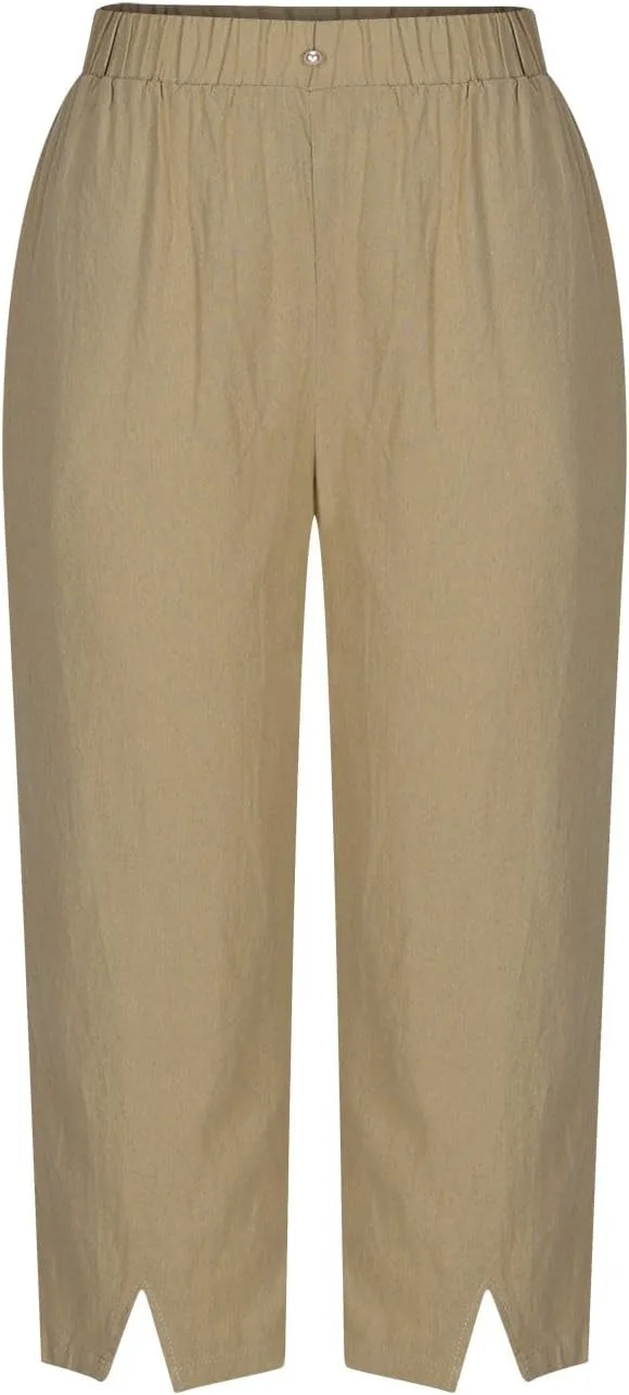 

Женские капри для лета 2025, эластичные, с высокой посадкой и широкими штанинами