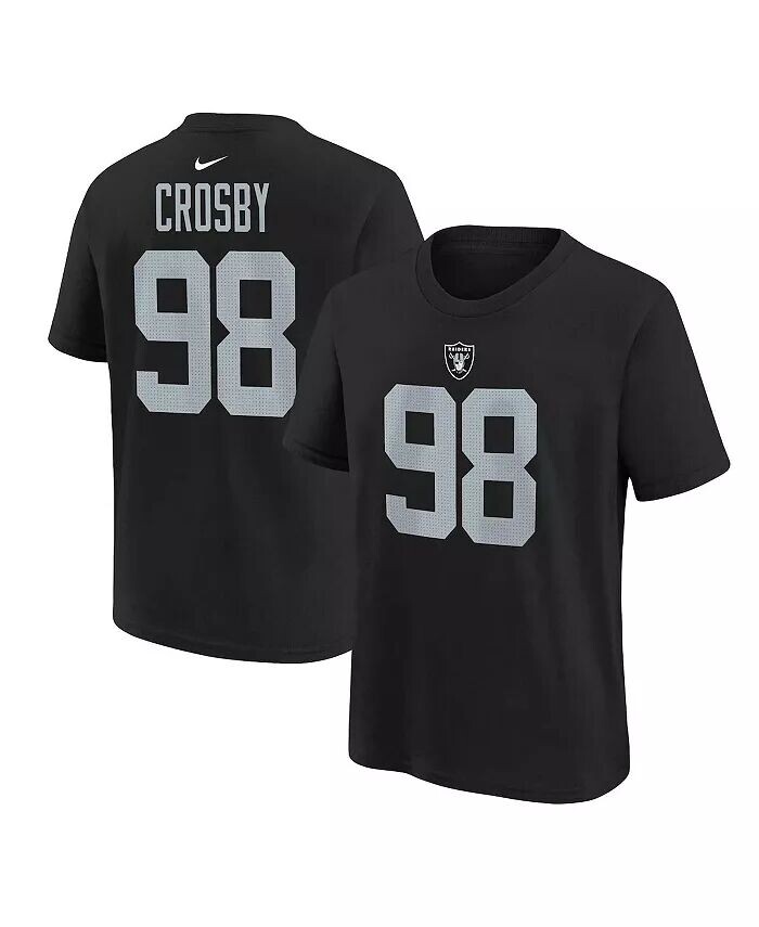 

Молодежная футболка Maxx Crosby Black Las Vegas Raiders с именем и номером игрока Nike, черный