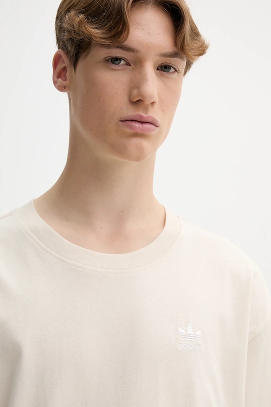 Футболка хлопковая Essentials Adidas Originals, бежевый — фото 4