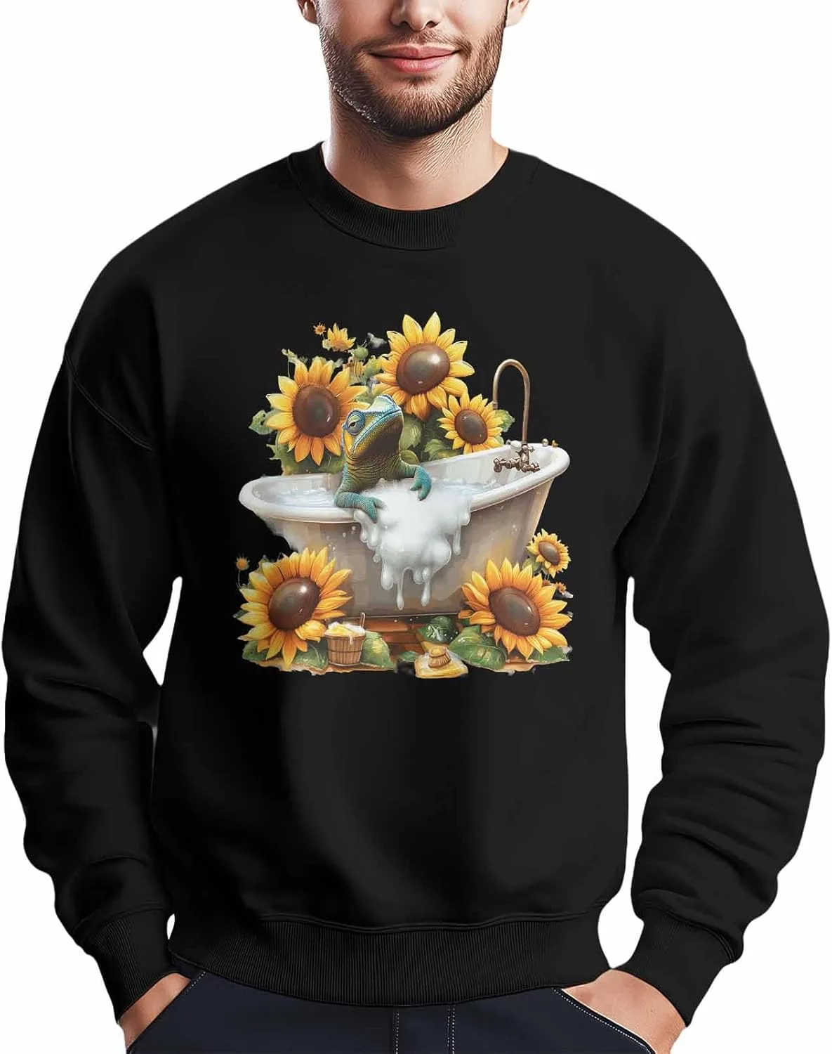 

Мужской свитшот с принтом Funny Frog Sunflower Winvebermior