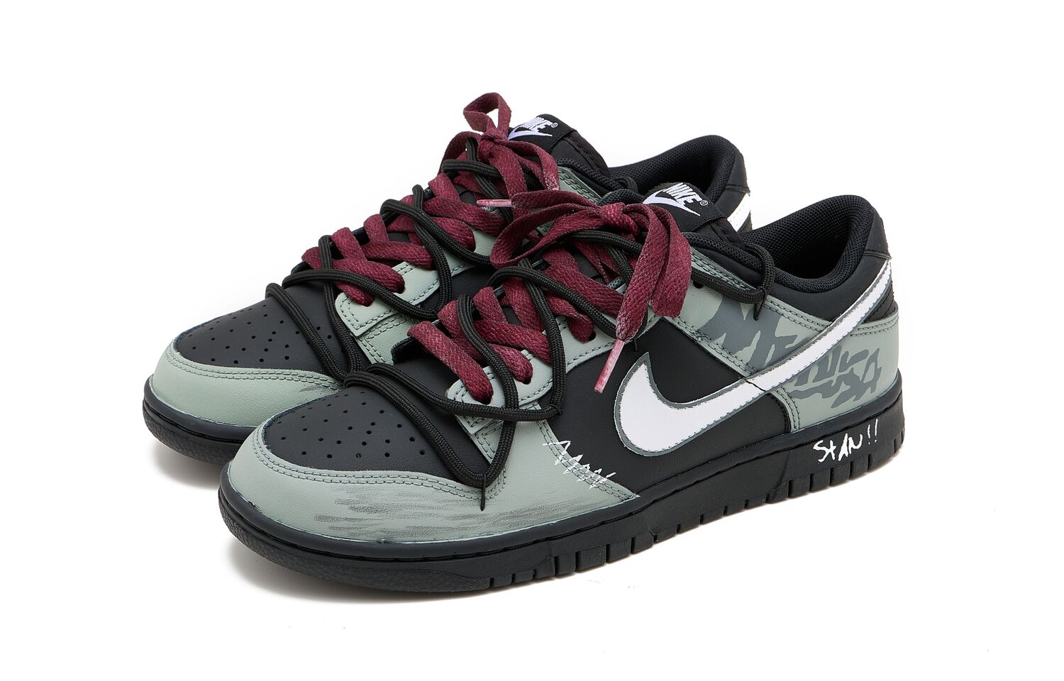 Nike Мужские низкие скейтбордные кроссовки Dunk Night Walker SAML, серо-зеленые — фото 4