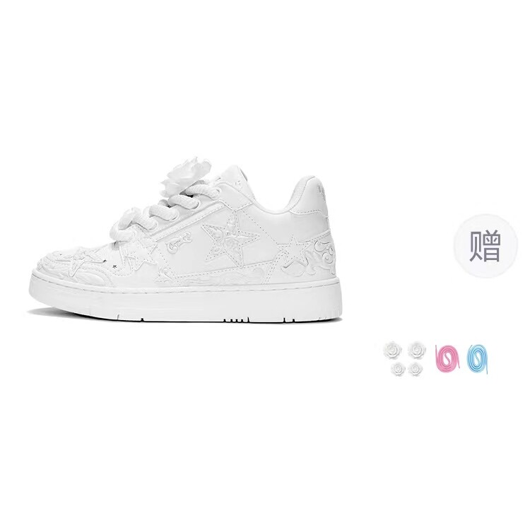 

Кроссовки Love Me Later X KAALIXTO Embossed Rose Skateboarding Shoes Unisex Mid-top White, белый