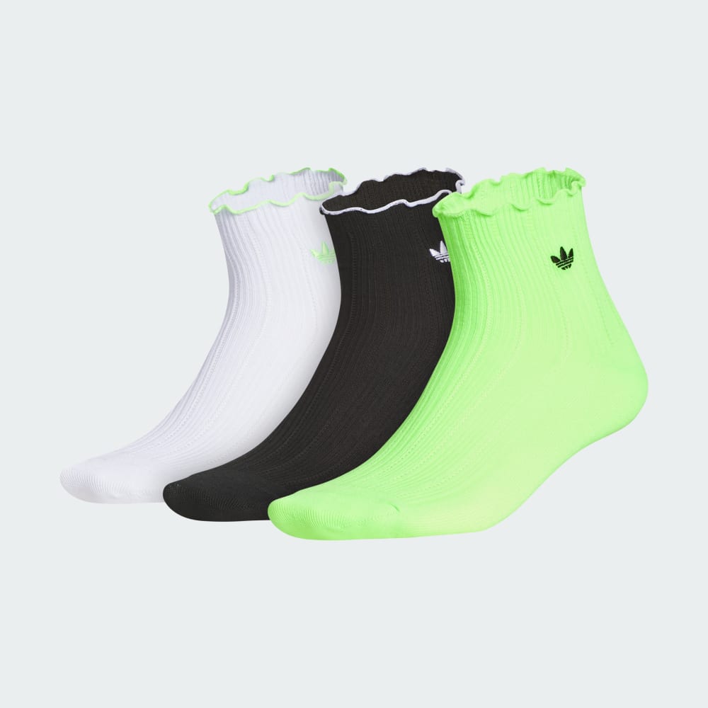 

Носки Adidas Unisex Originals Ruffle 3-Pack Quarter, цвет White/Black/Signal Green
