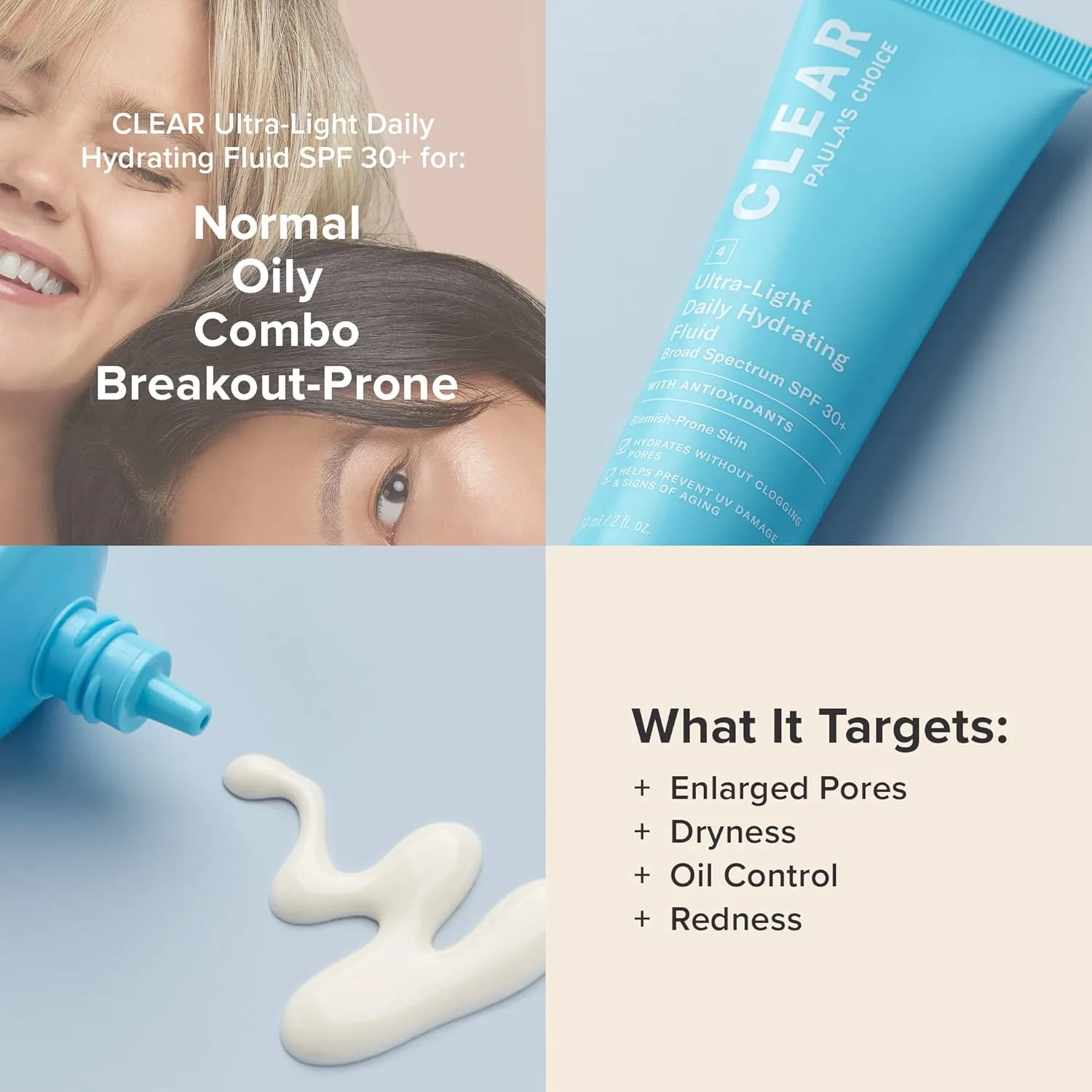 Paula's Choice CLEAR Ultra-Light увлажняющий безмасляный солнцезащитный крем для лица, SPF 30, с зеленым чаем и ромашкой, для сужения пор и проблемной кожи, защита от UVA/UVB, 60 мл — фото 4