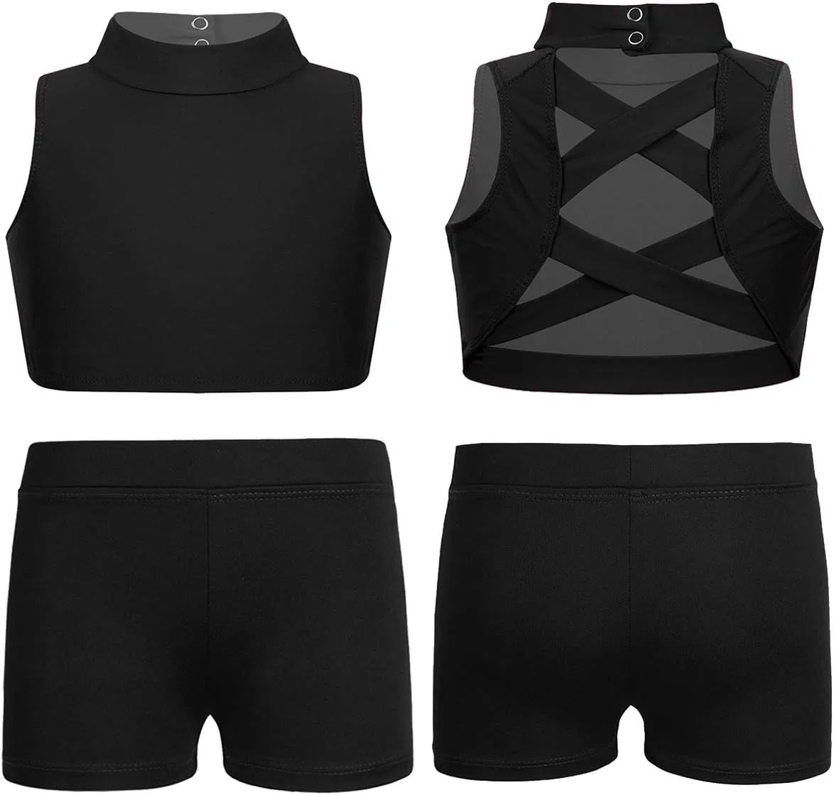 Детский спортивный костюм с принтом Agoky, топ и шорты, Black Type D