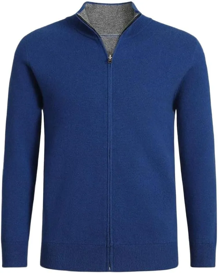 

Мужской кардиган из кашемира с молнией и высоким воротником