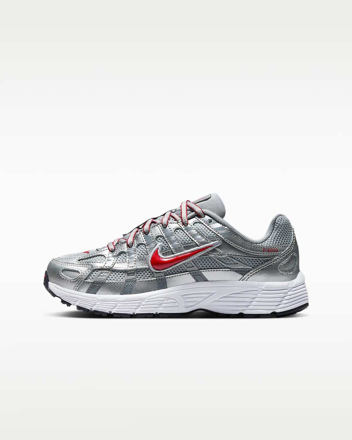 Кроссовки Nike P-6000 для детей, Metallic Silver/Flat Silver/Cool Grey/Gym Red
