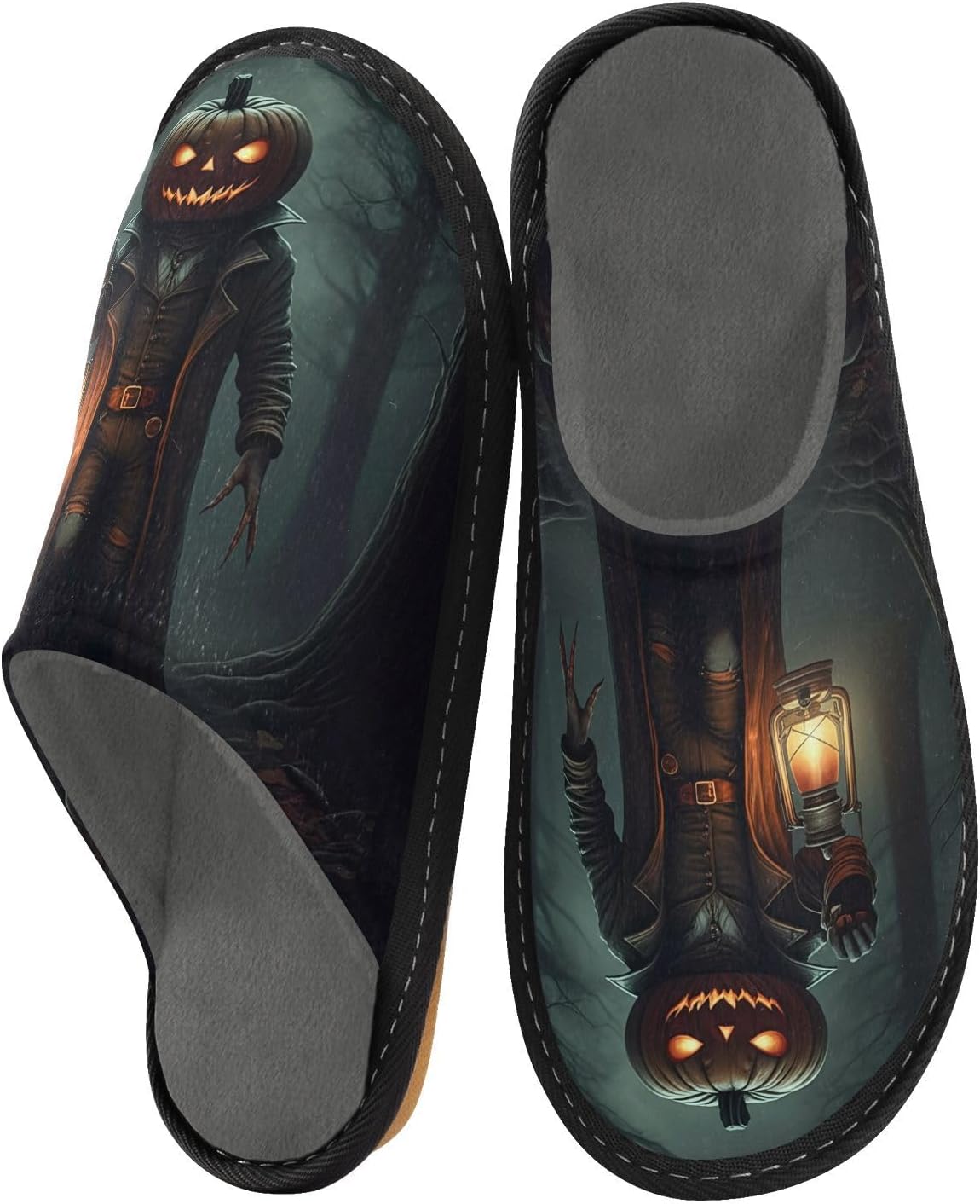 Домашние тапочки FRMG Halloween с рисунком тыквы, пушистые с подошвой из ПВХ, удобные для дома и улицы A2304575, A2304575a — фото 4