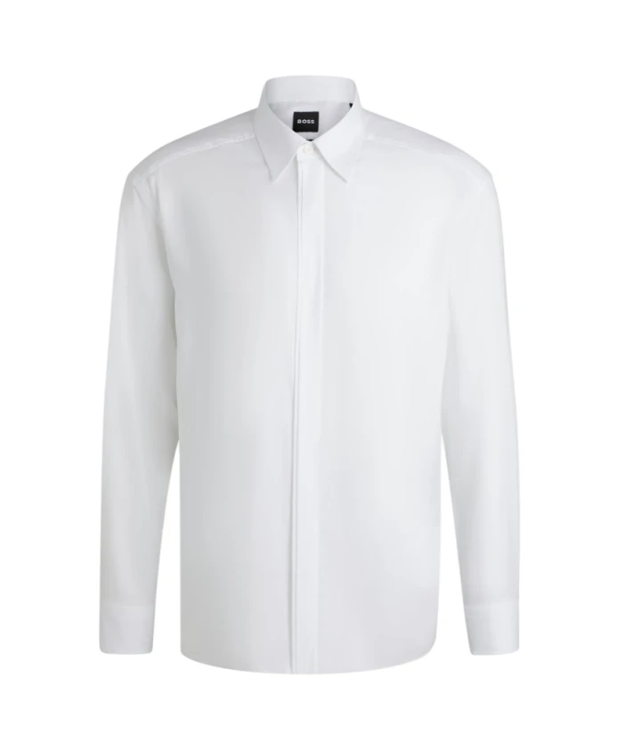 

Белая рубашка с воротником "Кент", свободного кроя. Hugo, белый