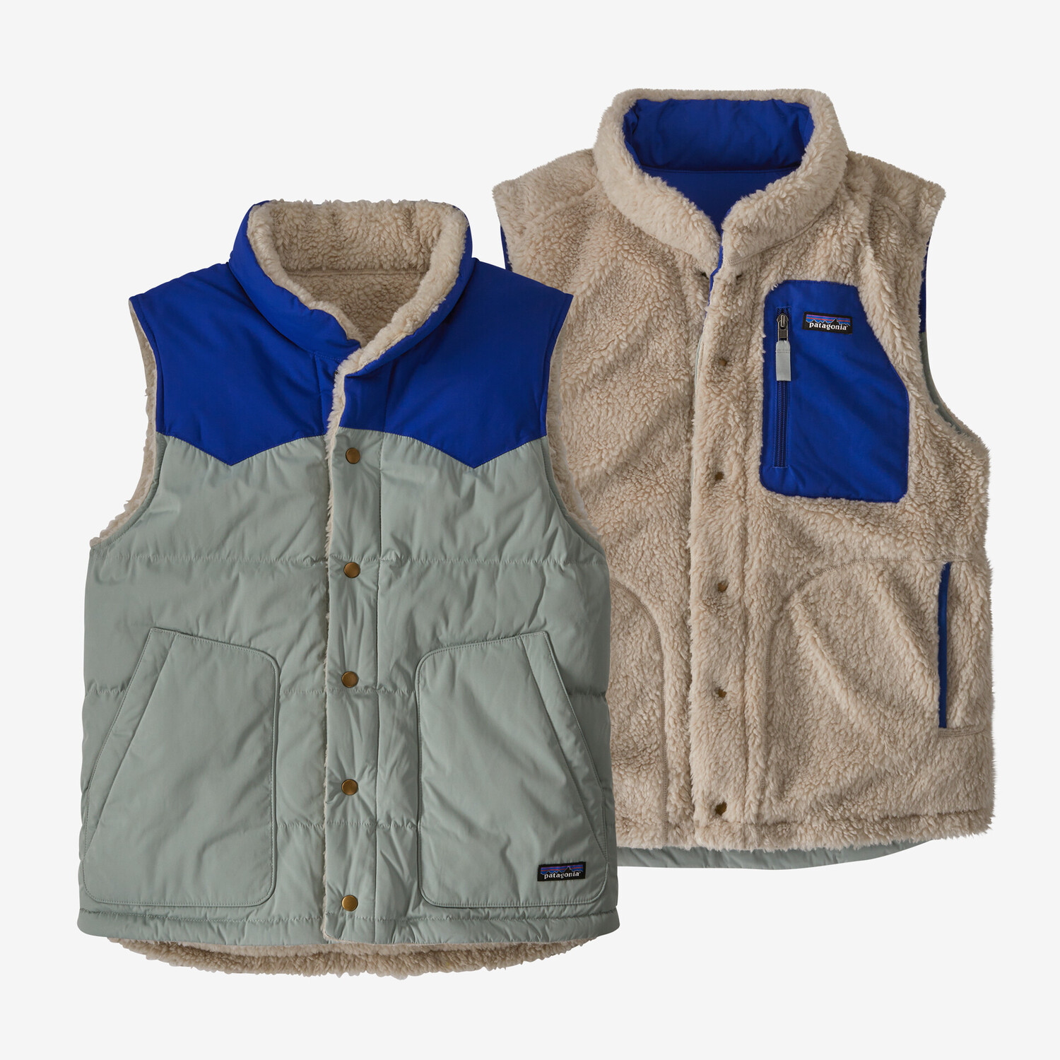 

Мужской двусторонний пуховый жилет Patagonia, цвет Sleet Green