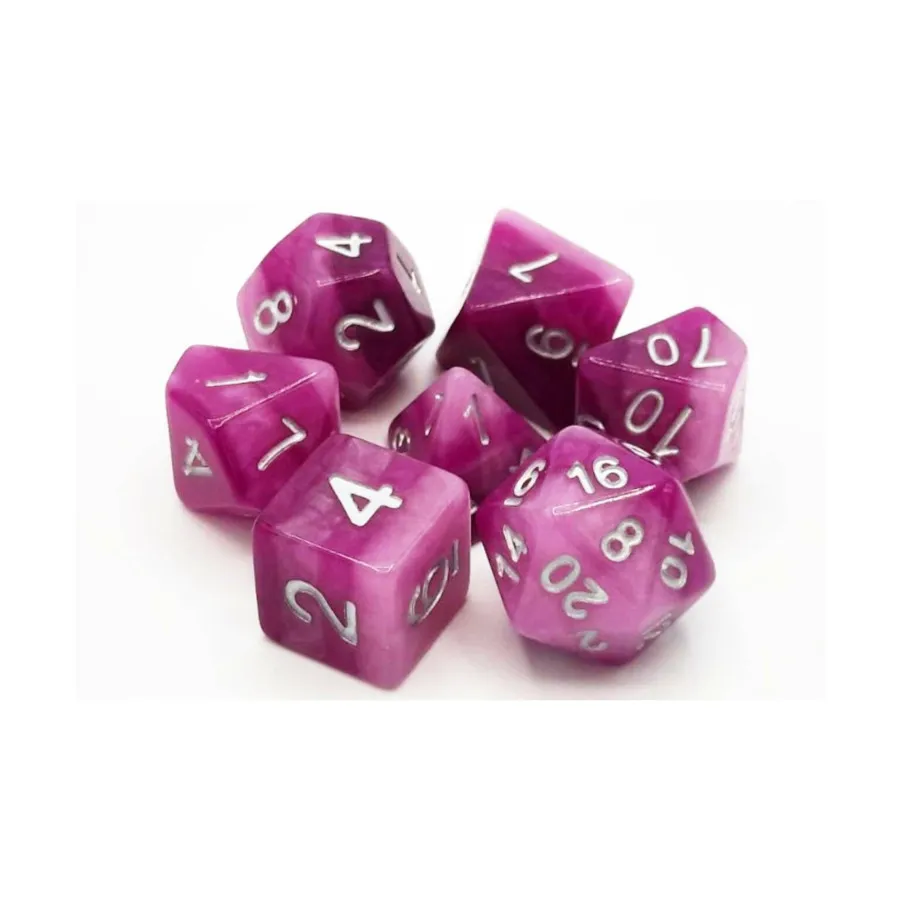 

Поли-набор оттенков фиолетового с серебром (7), Acrylic-Resin Dice - Gradient