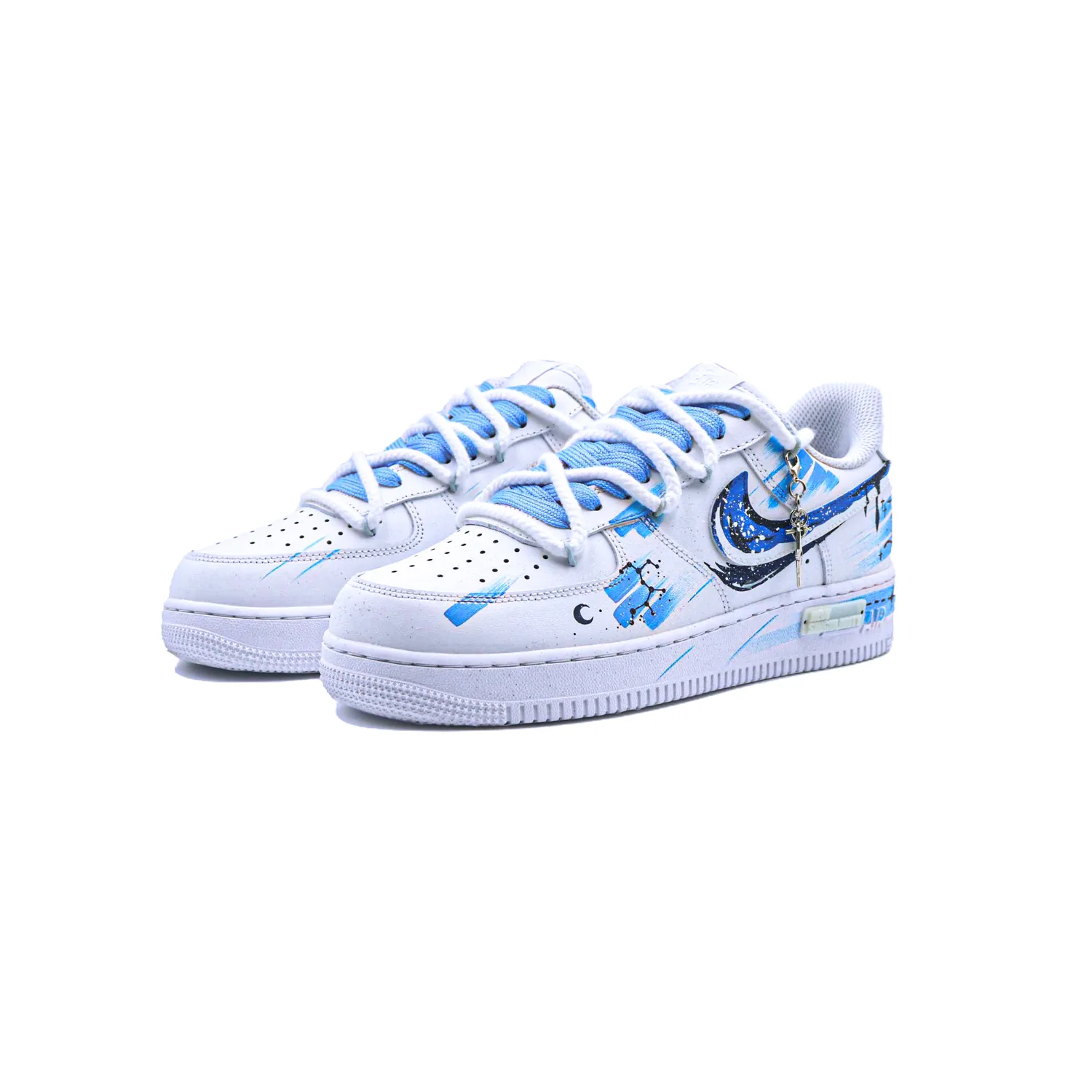 Nike Кроссовки для скейтбординга мужские Air Force 1 Non slip Lightweight Low top сине-белые — фото 4