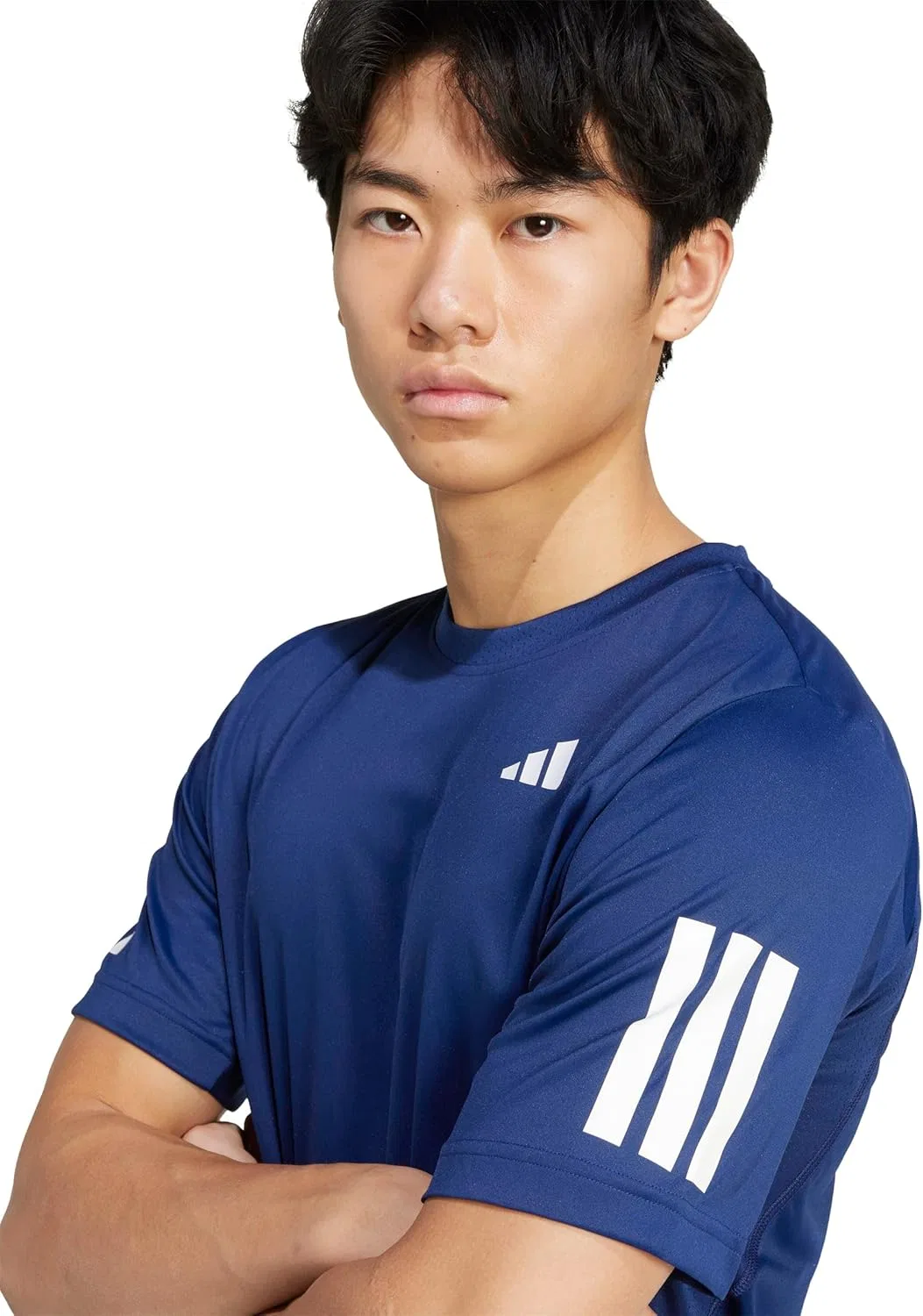 Футболка Adidas Mens Club Tennis Climacool с 3 полосками, темно-синий — фото 4
