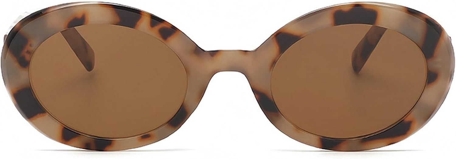 

Толстые овальные солнцезащитные очки для женщин, модные очки-маски, ретро-очки, массивные солнцезащитные очки, градиентные очки, круглые солнцезащитные очки в стиле 90-х mincl, Black Leopard Brown