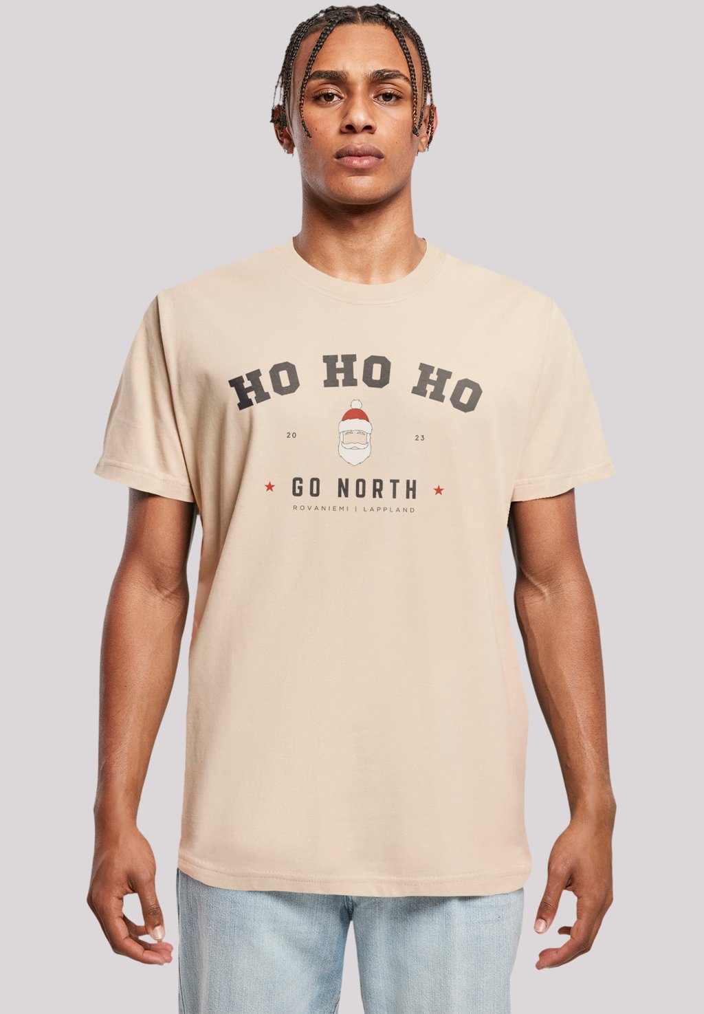 

Футболка с принтом HO SANTA CLAUS WEIHNACHTEN F4NT4STIC, бежевый