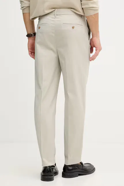 Брюки классические из хлопка с эластаном Calvin Klein, бежевый — фото 3