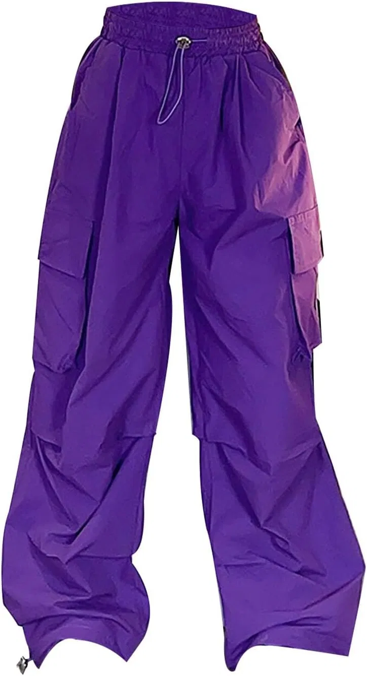 Детские брюки карго с завышенной талией, Generic, Purple