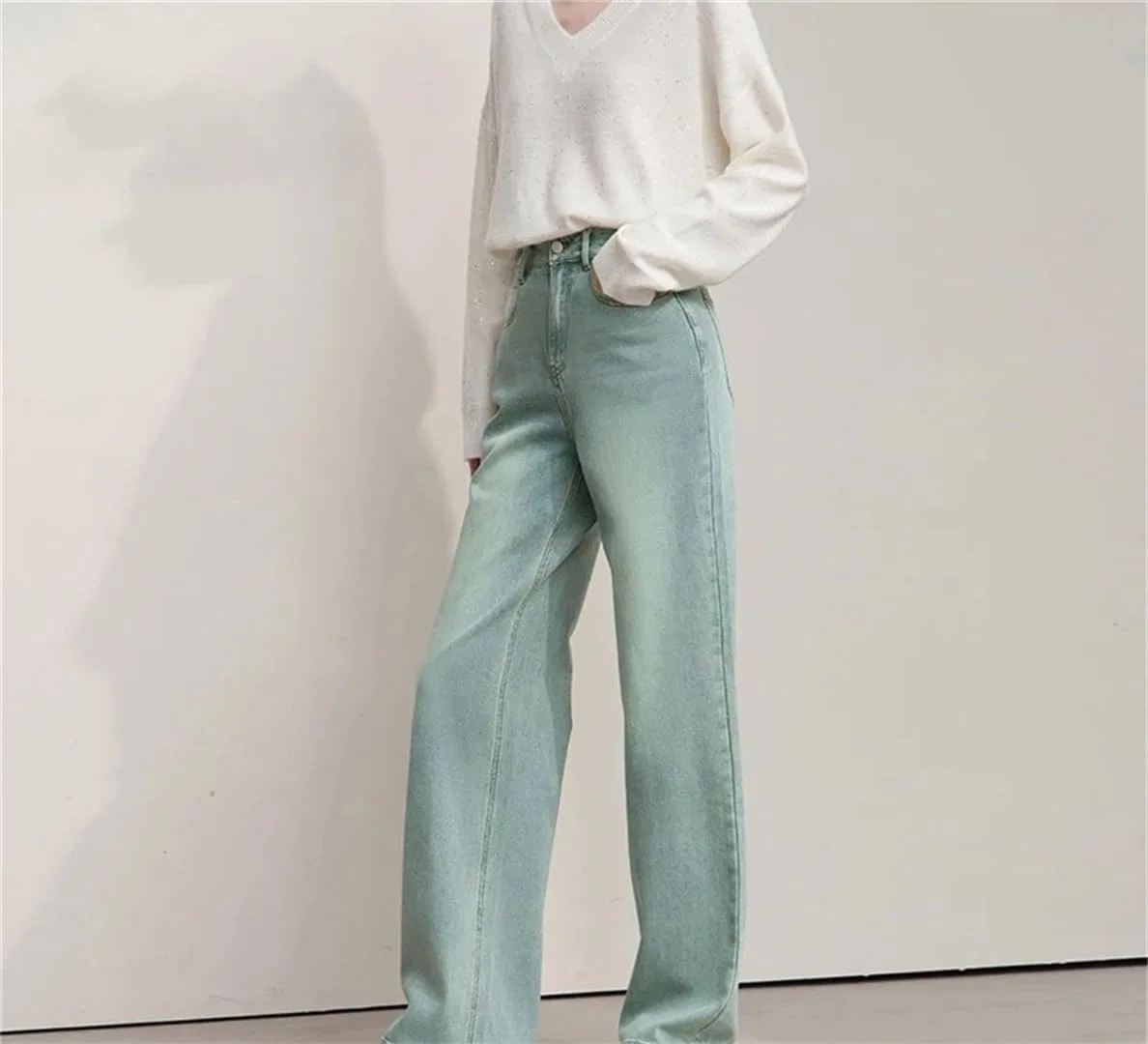 Джинсы прямые свободные, бренд не указан, цвет Blue Jeans — фото 3