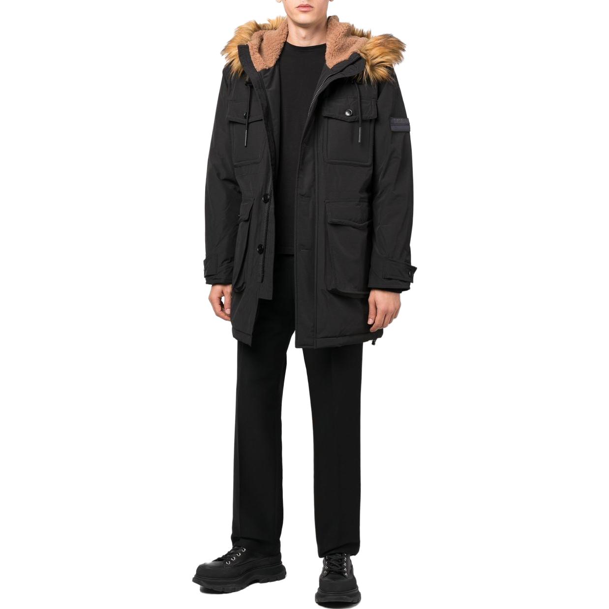 DIESEL Парка с капюшоном и отделкой из искусственного меха, Black — фото 4