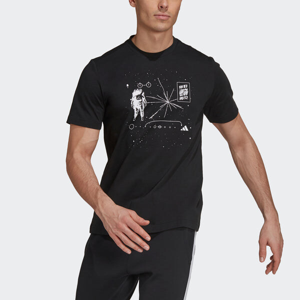 Футболка ub gfx t illu 1 sports stylish casual sports round neck short sleeve black Adidas, черный — фото 2