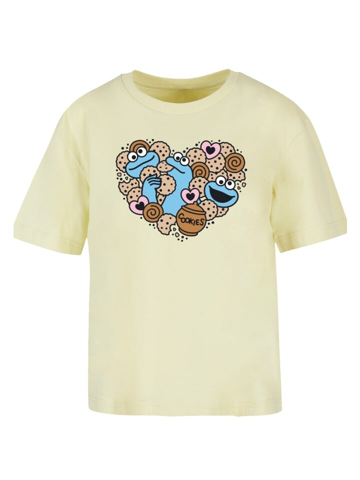 

Футболка F4NT4STIC Ladies Everyday Tee Sesamstraße Cookies from the heart, цвет softyellow