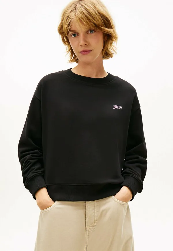 

Спортивная толстовка с логотипом свободного кроя Tommy Jeans, Black, Черный, Спортивная толстовка с логотипом свободного кроя Tommy Jeans, Black