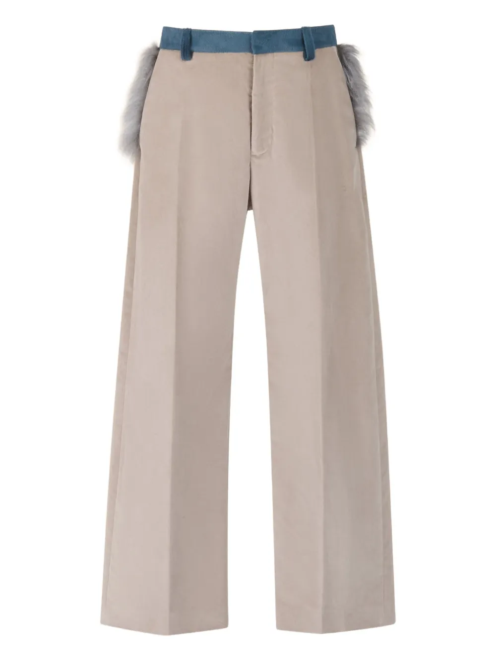 

Бархатные брюки с искусственным мехом Marni, нейтральный