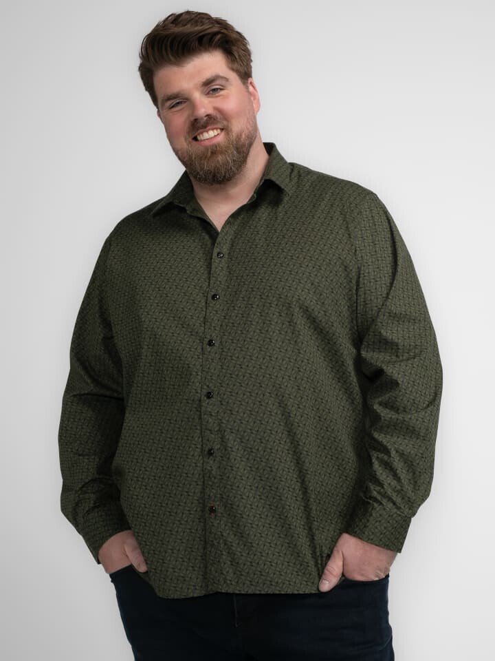 

Рубашка Petrol Industries Hemd mit Allover-Muster, цвет Plus Size InteriorGrün
