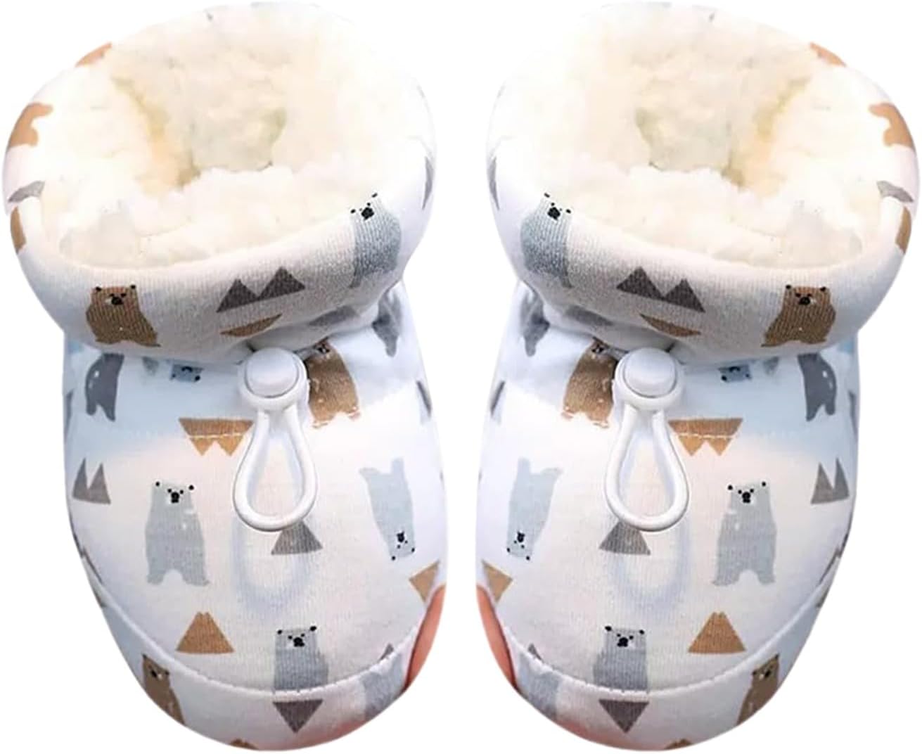 

Теплые плюшевые ботинки для малышей, мальчиков и девочек, с завязками, зимние тапочки для детей, зимние кроссовки Generic, белый