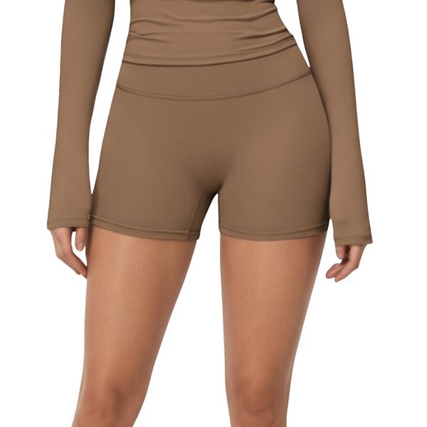 

Женские шорты для спорта с высокой талией, эластичные, с гладкими швами и поддерживающей тканью Anna-Kaci, Brown