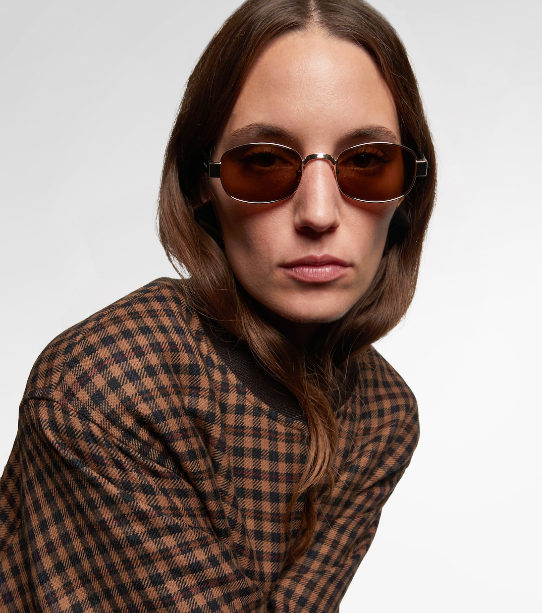 SL 706 квадратные солнцезащитные очки Saint Laurent, Gold-Black-Brown — фото 3