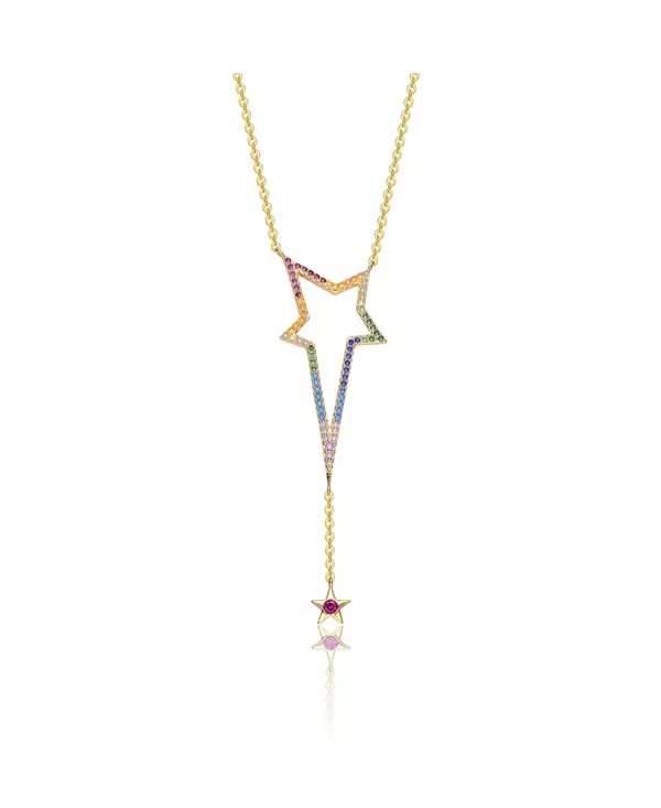 

Ожерелье-Звезда из стерлингового серебра 14 карат с разноцветными кубическими цирконами и позолотой Genevive, multi-color