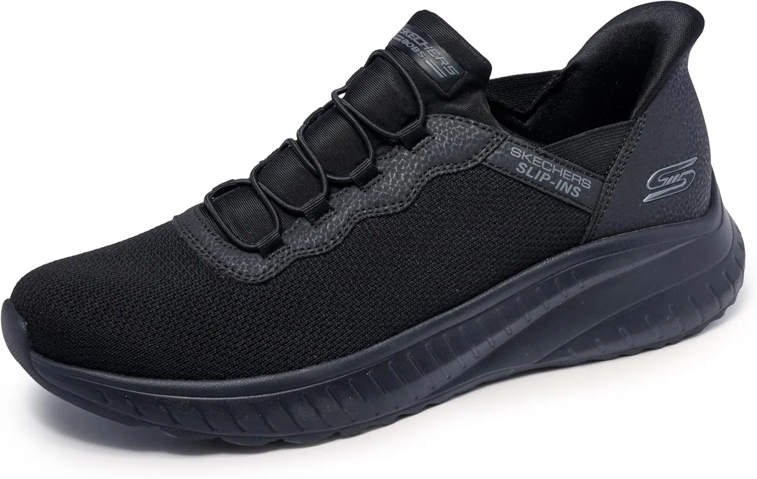 Мужские кроссовки Skechers Hands-Free Slip-In Bobs Squad Chaos Daily Hype Trainers, Black Knit