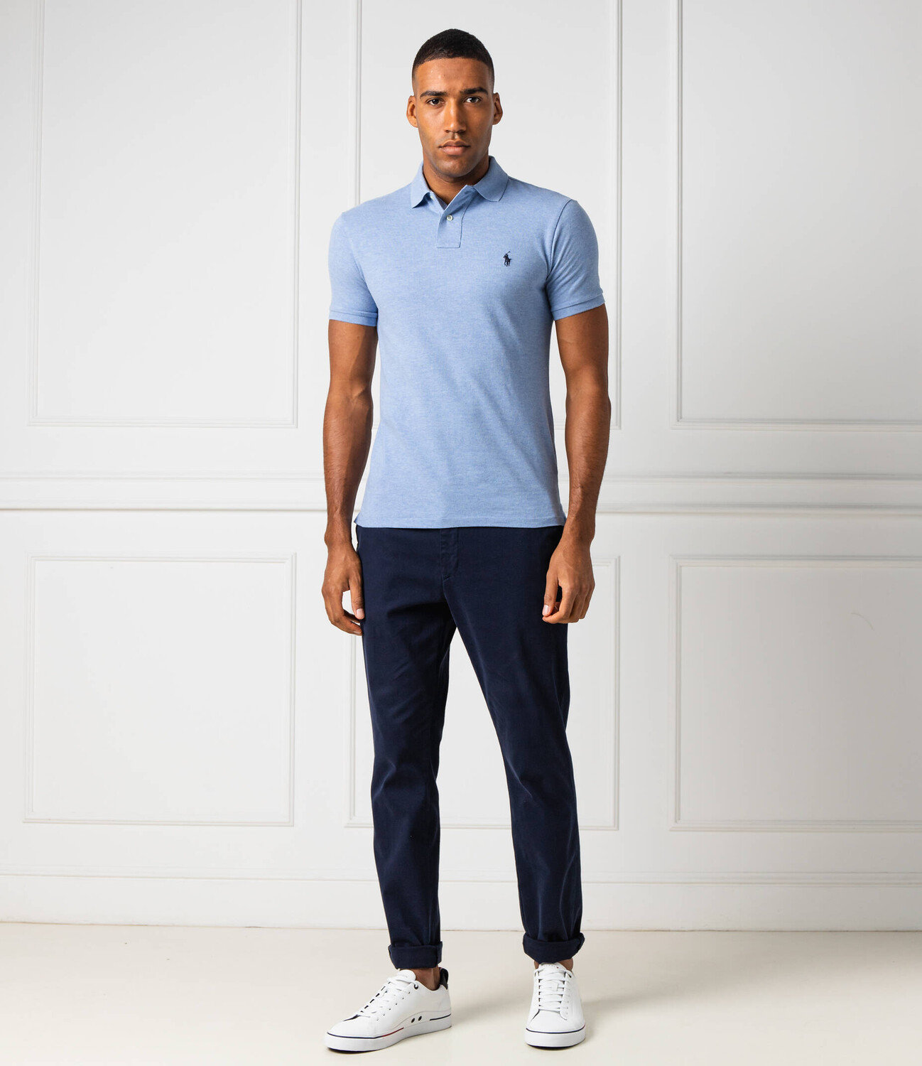 Поло POLO RALPH LAUREN slim fit basic mesh, небесно-голубой — фото 2