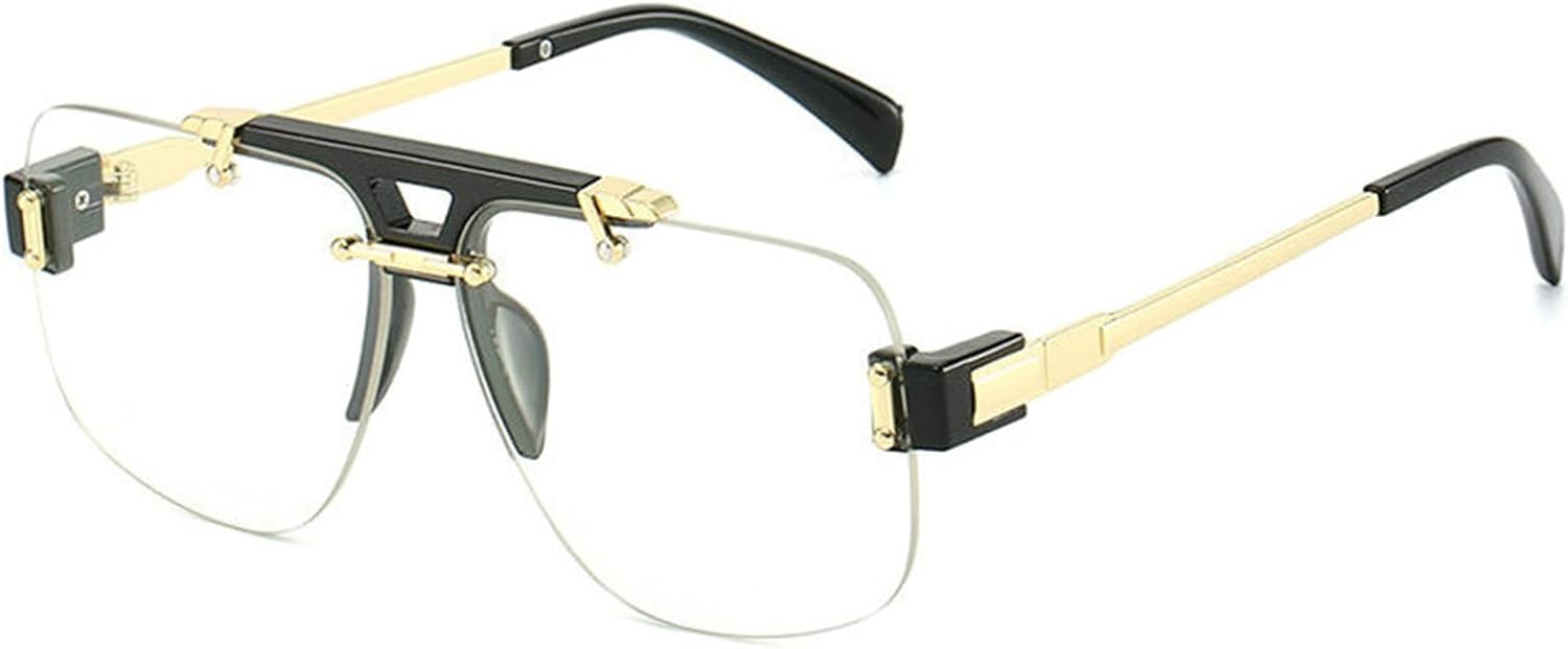 

Солнцезащитные очки COTIA 2025 без оправы, квадратной формы, для мужчин и женщин, модные очки-пилот с двойной перемычкой, стильные винтажные очки с индивидуальным дизайном, Black Clear