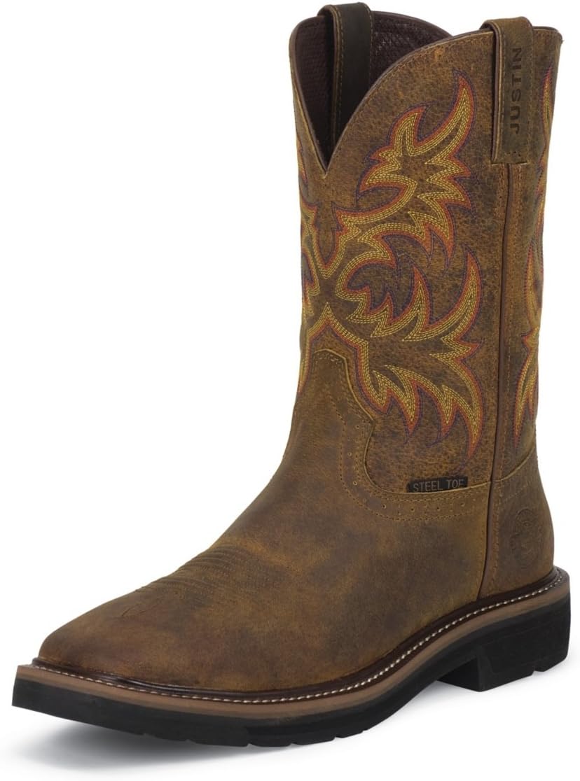 

Рабочие ботинки Justin Switch 11 дюймов с композитным носком - мужская защитная обувь, комфорт J-Flex, противоскользящее покрытие, соответствуют стандарту ASTM, темно-коричневый